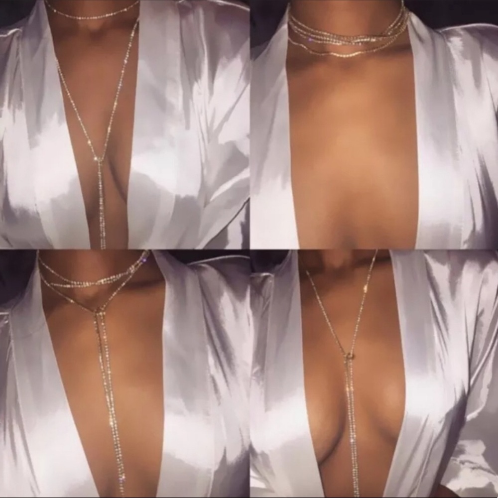 💥3for$28 NWT Rhinestone Plunge Necklace ~ Multiple Ways of Wear Lariat Wrap